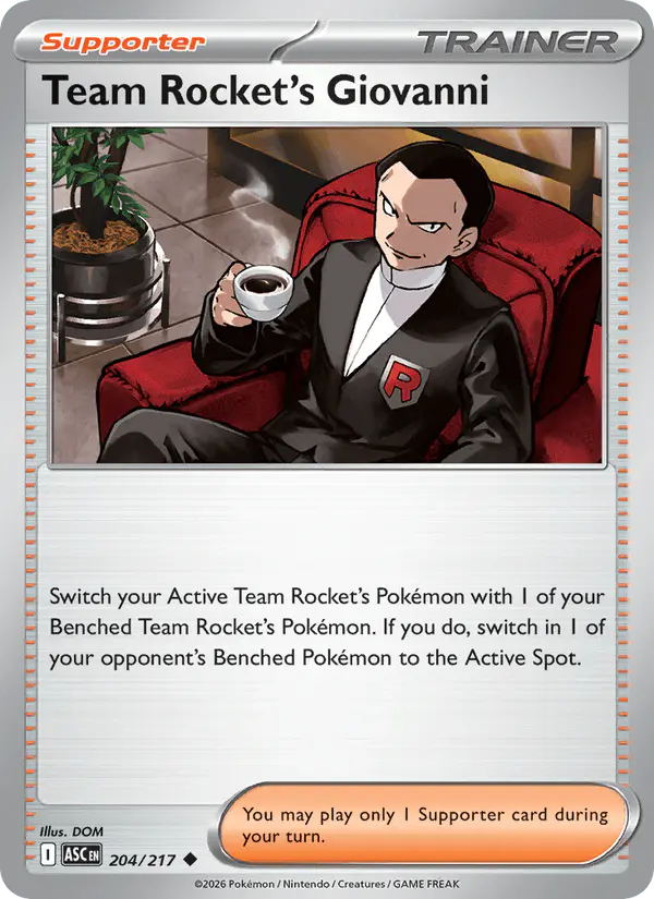 Carta Team Rocket's Giovanni 204/217 de Ascended Heroes