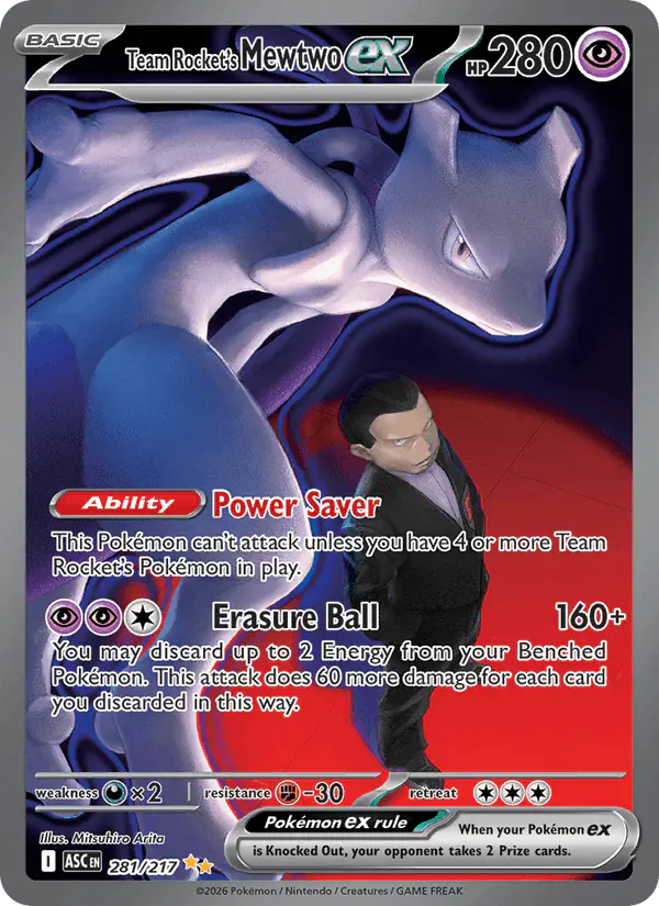 Carta Team Rocket's Mewtwo ex 281/217 de Ascended Heroes