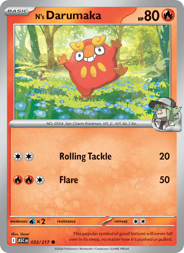 Carta N's Darumaka 032/217 de Ascended Heroes
