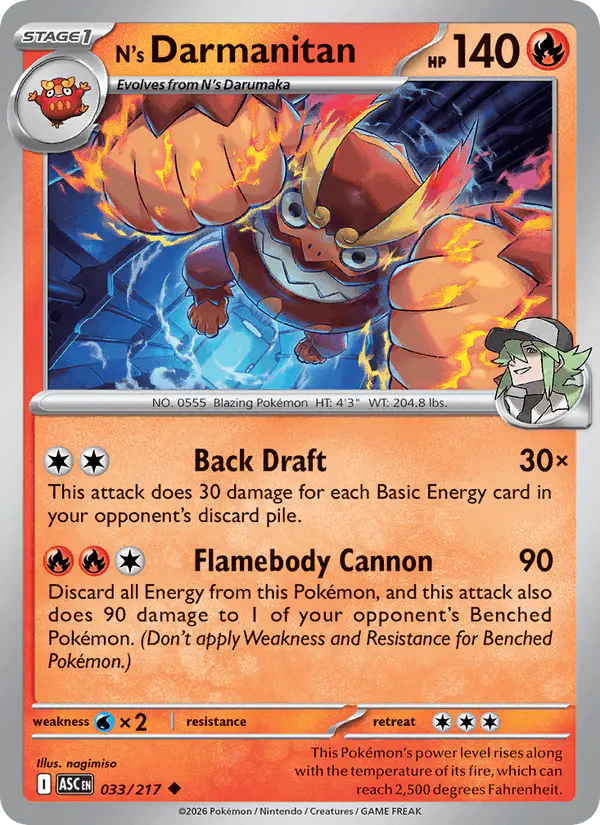 Carta N's Darmanitan 033/217 de Ascended Heroes