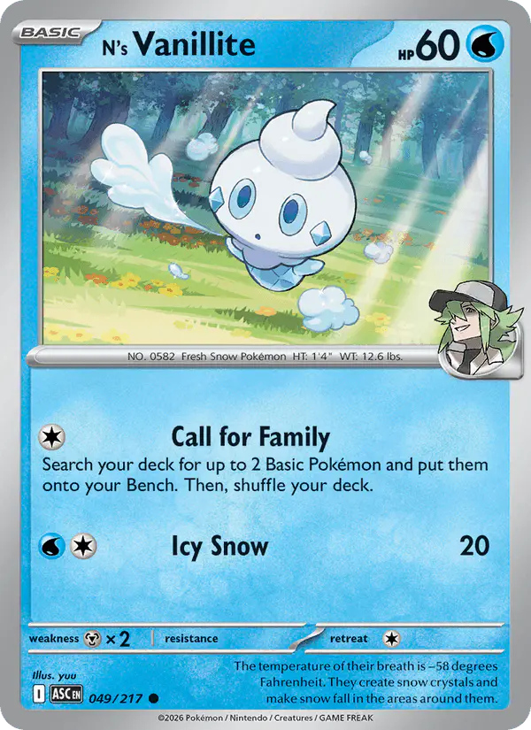 Carta N's Vanillite 049/217 de Ascended Heroes