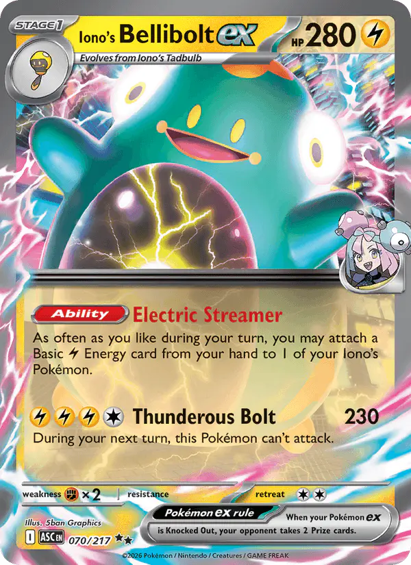 Carta Iono's Bellibolt ex 070/217 de Ascended Heroes