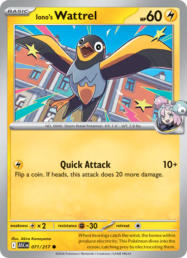 Carta Iono's Wattrel 071/217 de Ascended Heroes