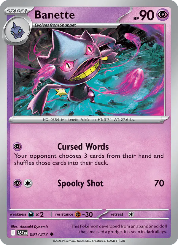 Carta Banette 091/217 de Ascended Heroes