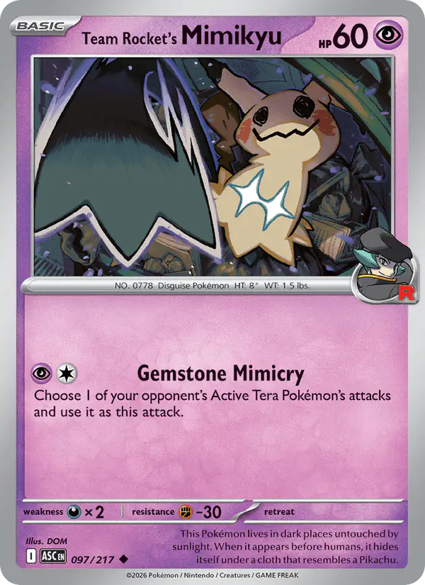 Carta Team Rocket's Mimikyu 097/217 de Ascended Heroes