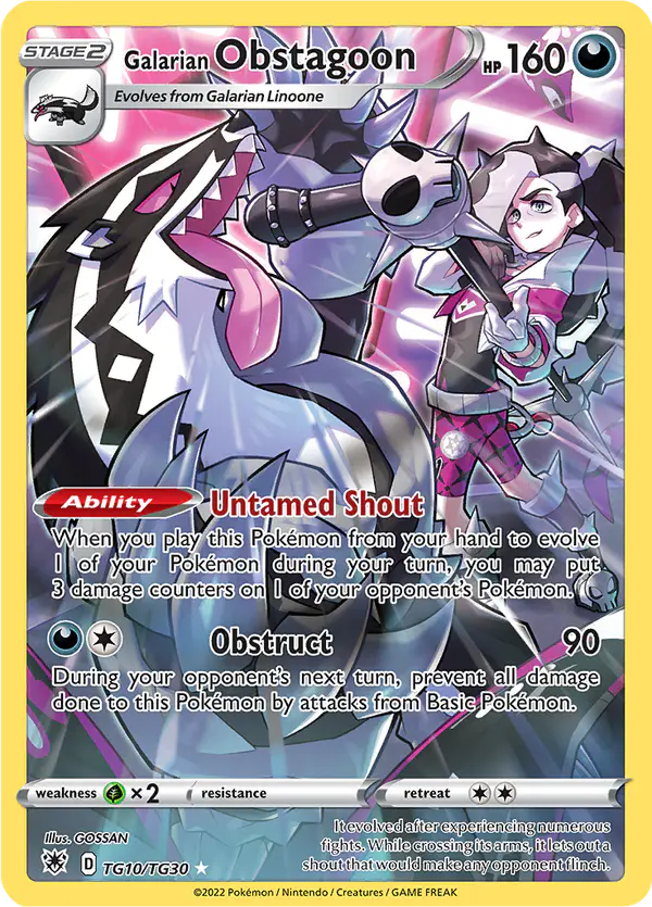 Carta Galarian Obstagoon TG10 de Astral Radiance Trainer Gallery