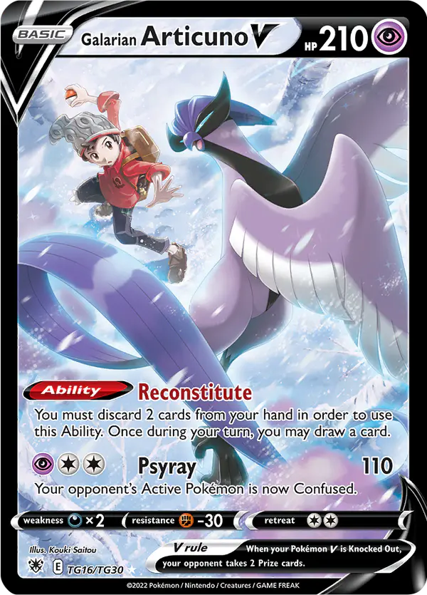 Carta Galarian Articuno V TG16 de Astral Radiance Trainer Gallery