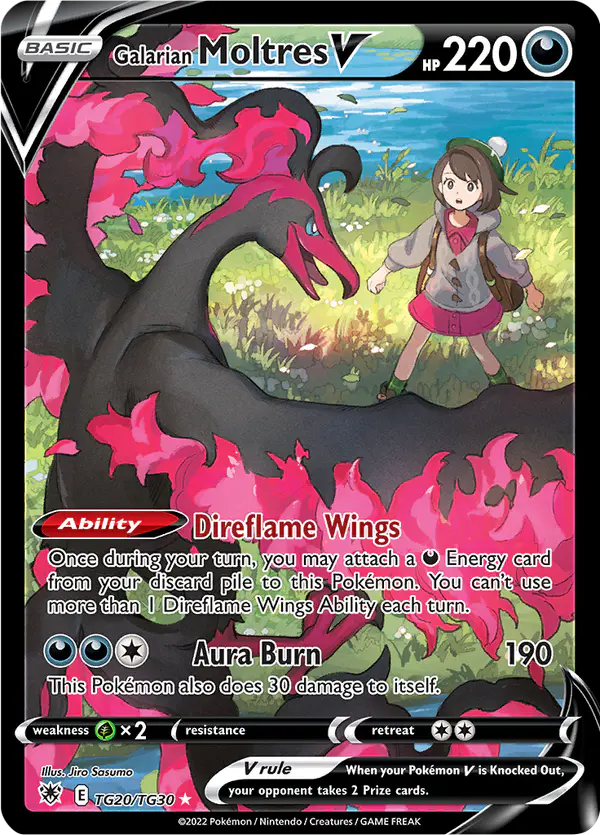 Carta Galarian Moltres V TG20 de Astral Radiance Trainer Gallery