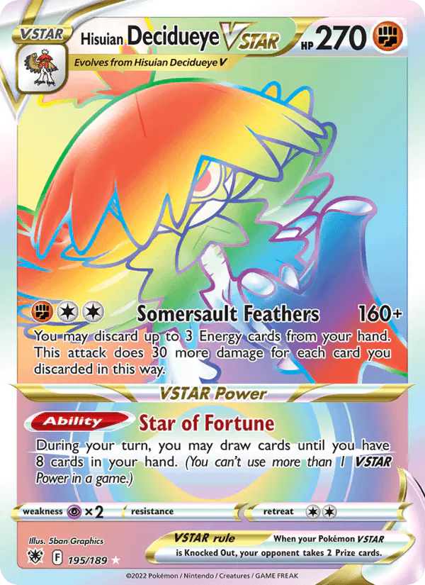 Carta Hisuian Decidueye VSTAR 195/189 de Astral Radiance