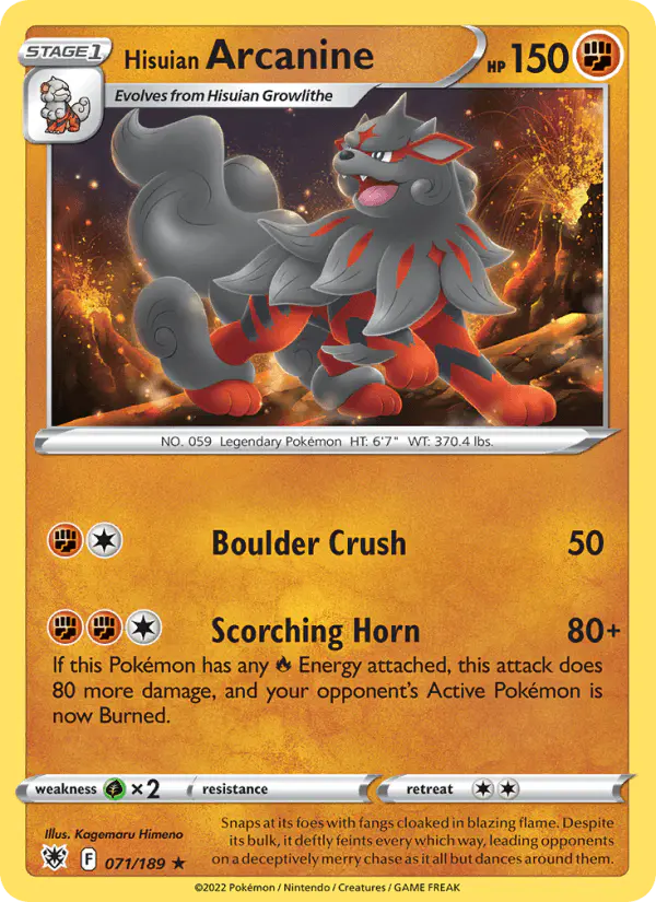 Carta Hisuian Arcanine 071/189 de Astral Radiance