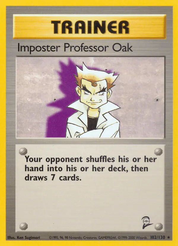 Carta Impostor Professor Oak 102/130 de Base Set 2