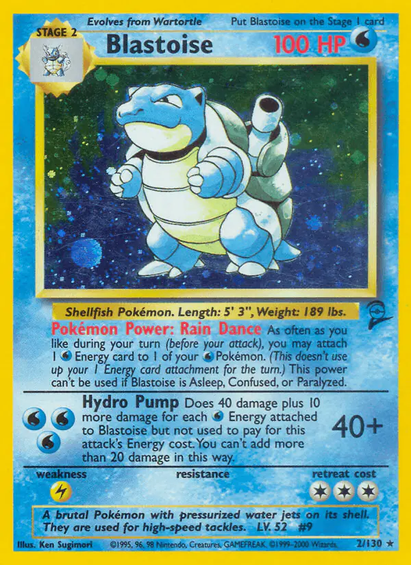 Carta Blastoise 2/130 de Base Set 2