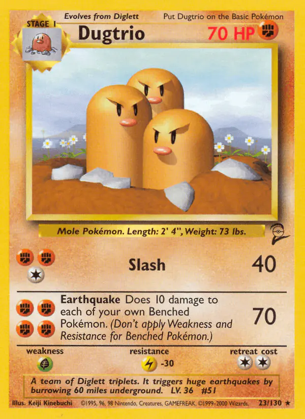 Carta Dugtrio 23/130 de Base Set 2