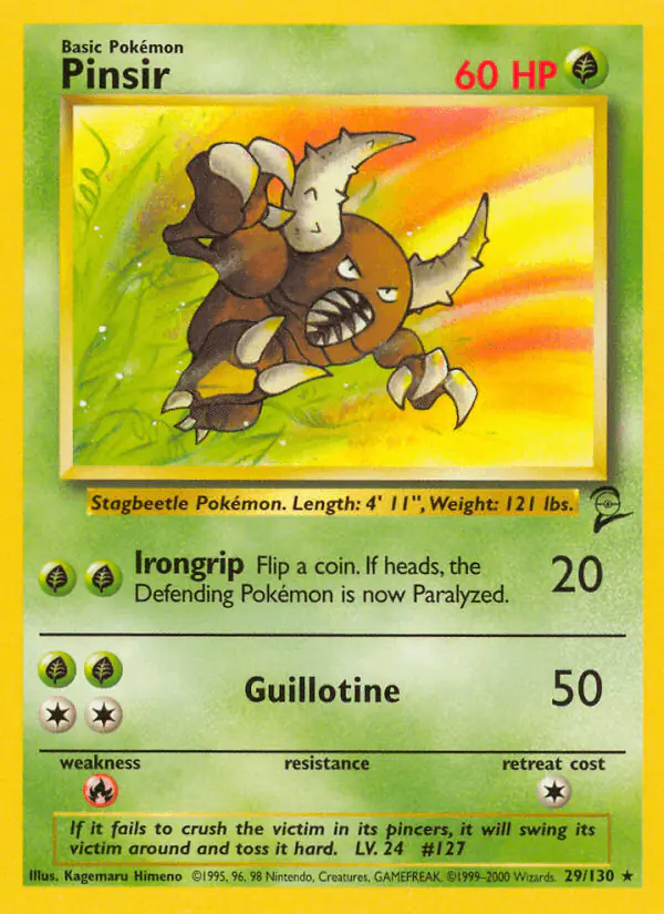 Carta Pinsir 29/130 de Base Set 2