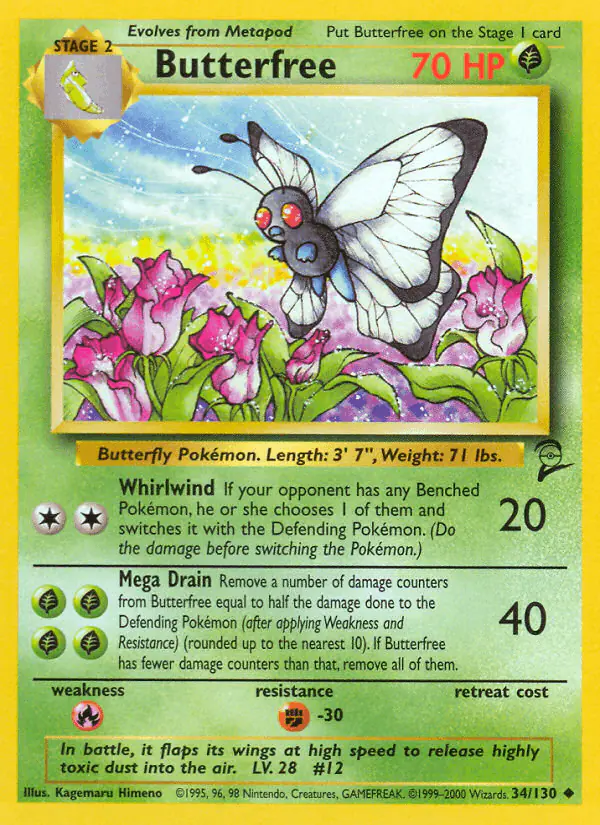 Carta Butterfree 34/130 de Base Set 2