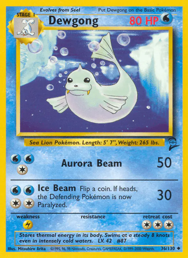 Carta Dewgong 36/130 de Base Set 2