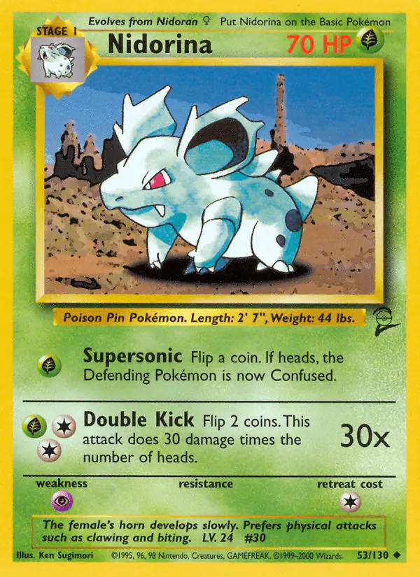 Carta Nidorina 53/130 de Base Set 2