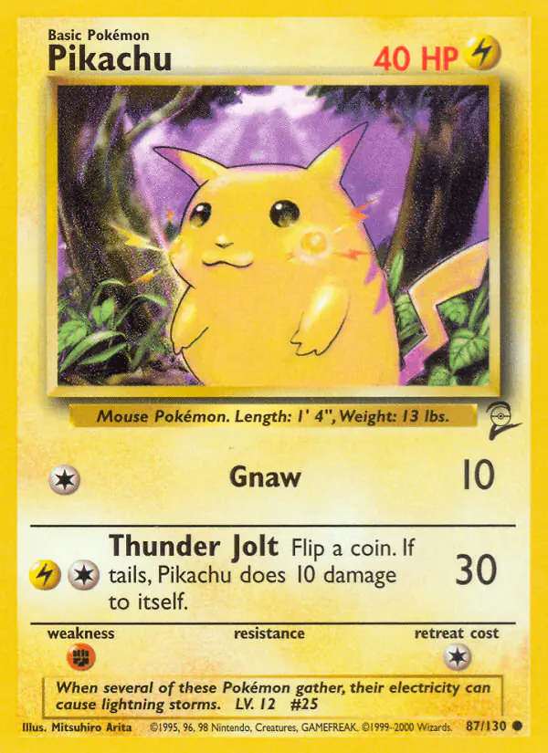 Carta Pikachu 87/130 de Base Set 2