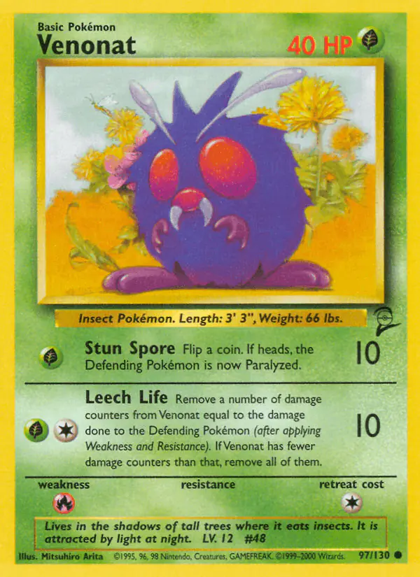 Carta Venonat 97/130 de Base Set 2