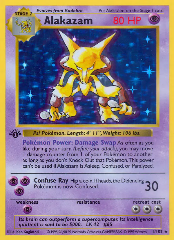 Carta Alakazam 1/102 de Base Set