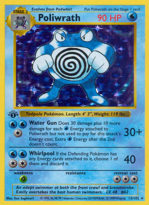 Carta Poliwrath 13/102 de Base Set