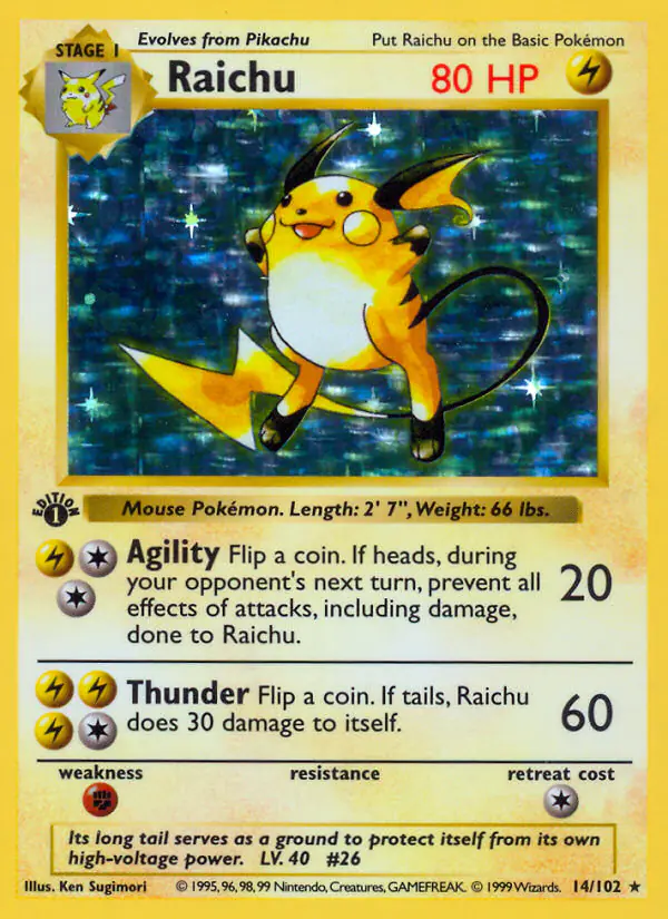 Carta Raichu 14/102 de Base Set