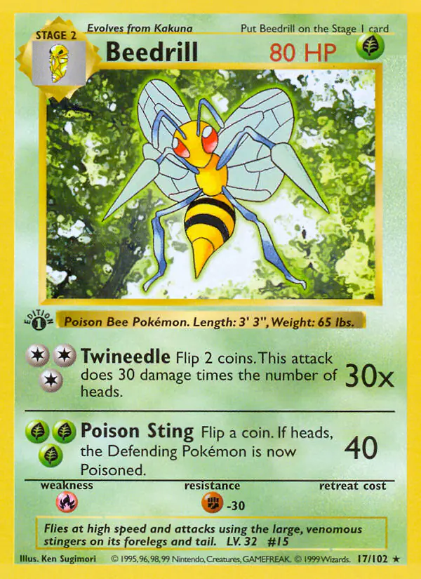 Carta Beedrill 17/102 de Base Set