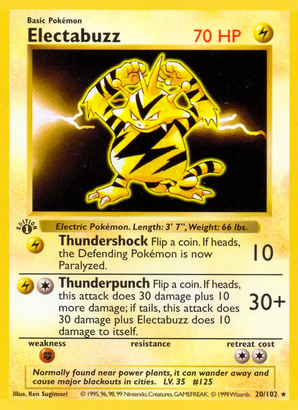 Carta Electabuzz 20/102 de Base Set