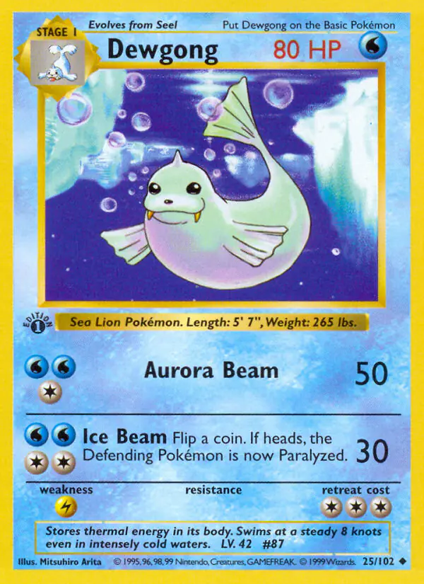 Carta Dewgong 25/102 de Base Set