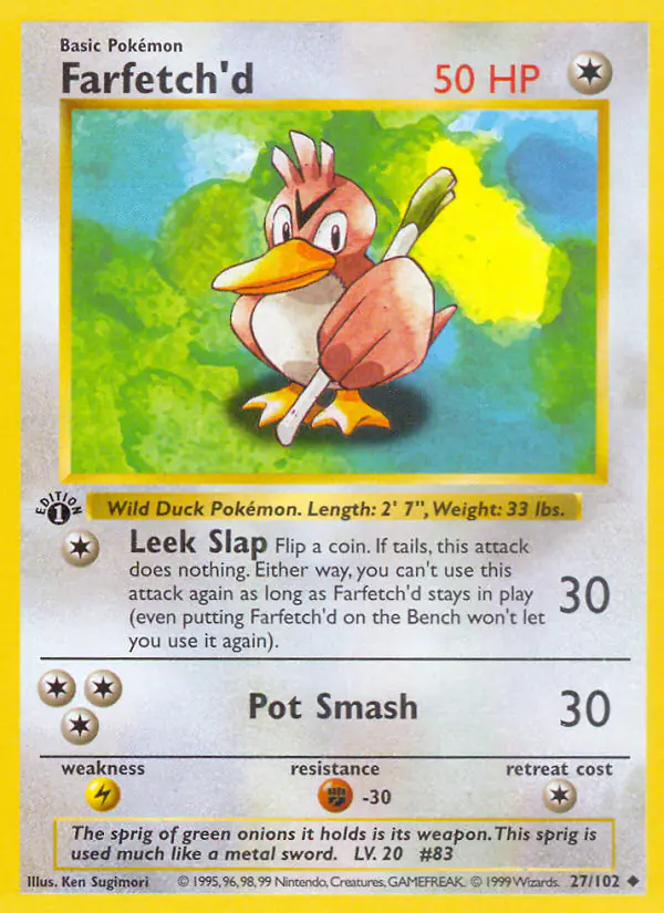 Carta Farfetch'd 27/102 de Base Set