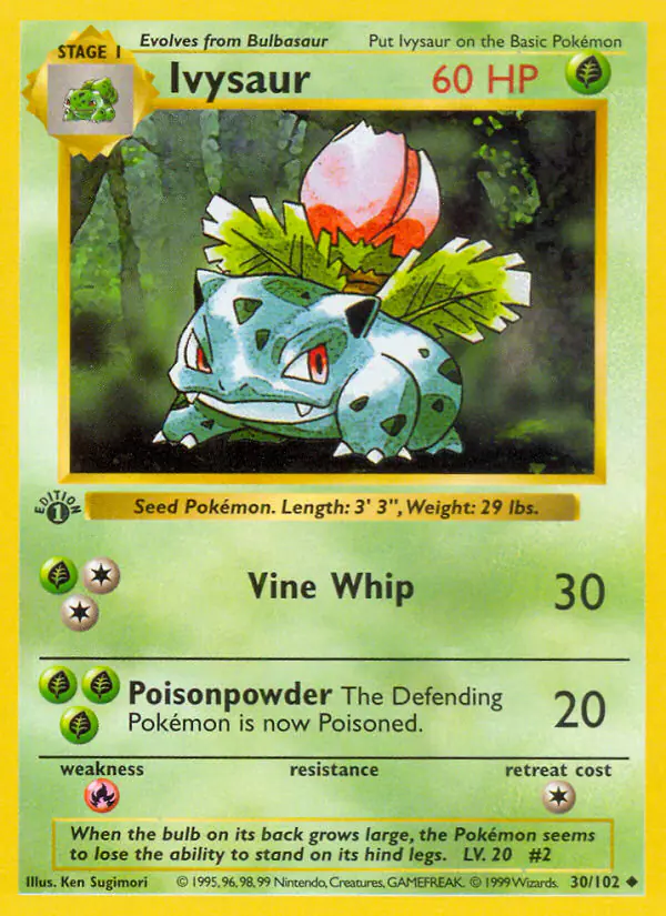 Carta Ivysaur 30/102 de Base Set