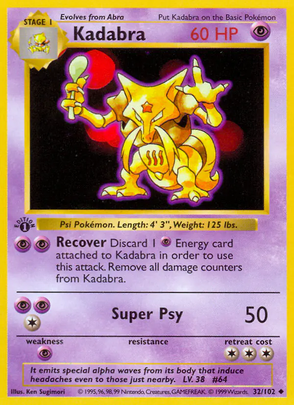 Carta Kadabra 32/102 de Base Set
