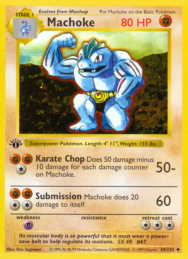 Carta Machoke 34/102 de Base Set