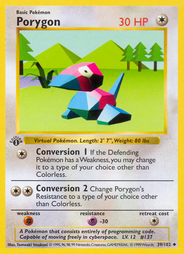 Carta Porygon 39/102 de Base Set