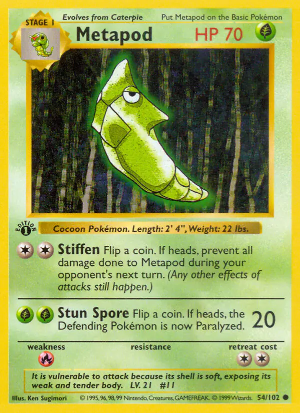 Carta Metapod 54/102 de Base Set