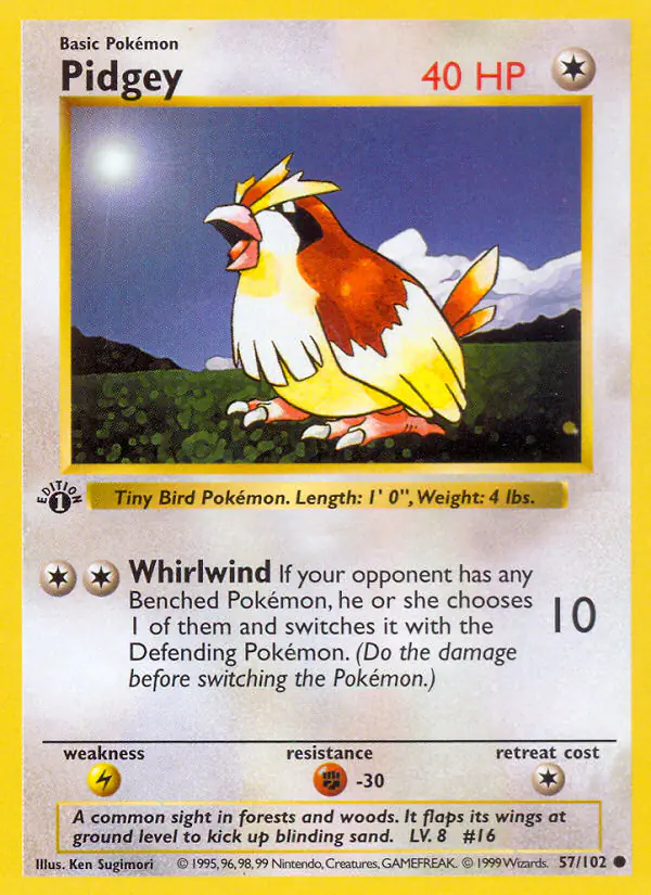 Carta Pidgey 57/102 de Base Set