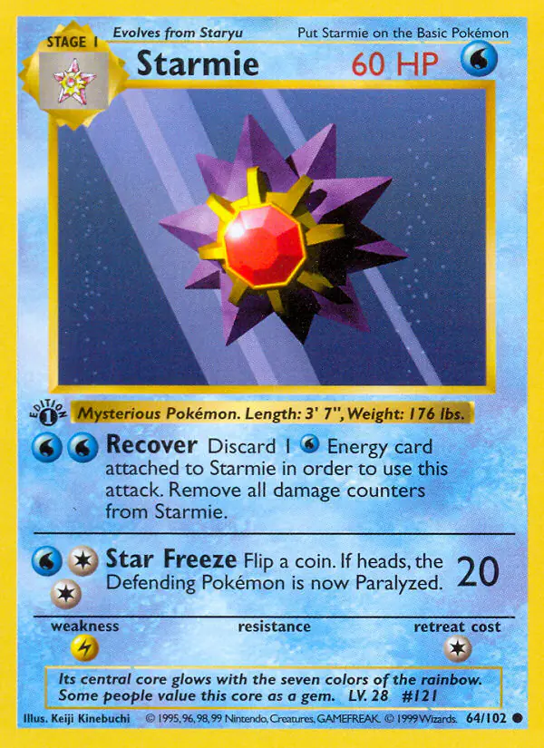 Carta Starmie 64/102 de Base Set