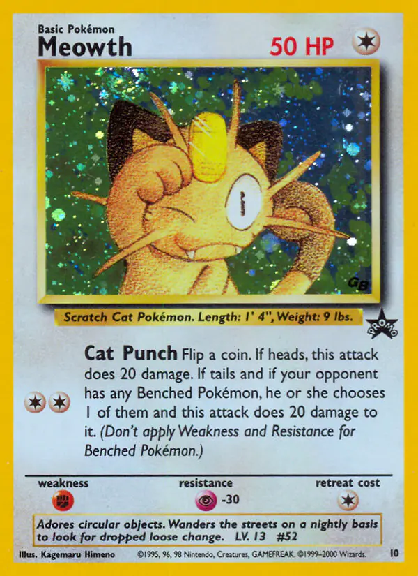 Carta Meowth #10 de Wizards Black Star Promos