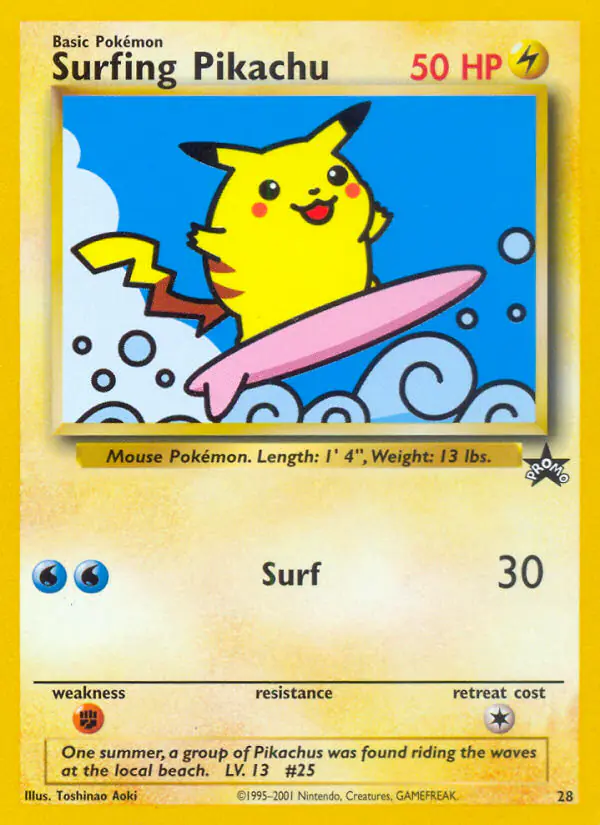 Carta Surfing Pikachu #28 de Wizards Black Star Promos
