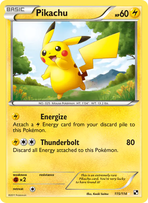 Carta Pikachu 115/114 de Black & White
