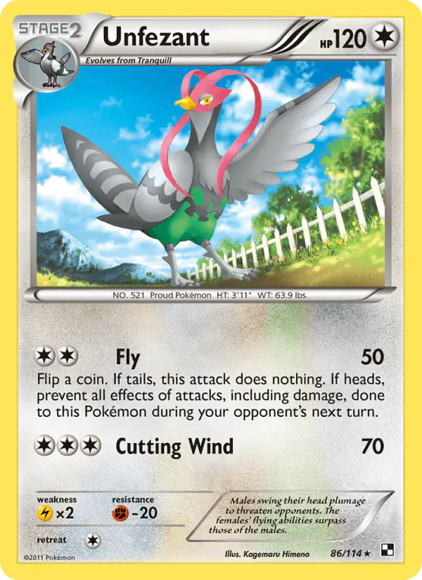 Carta Unfezant 86/114 de Black & White