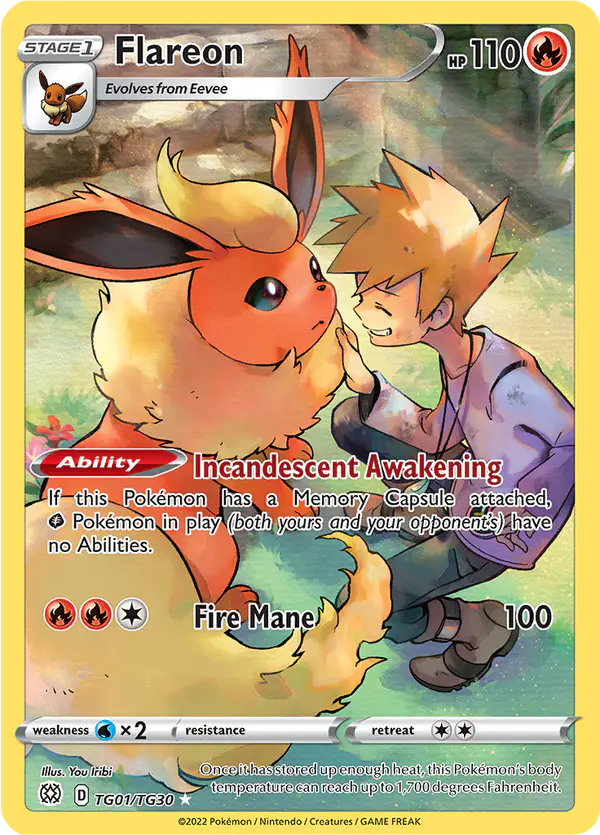 Carta Flareon TG01 de Brilliant Stars Trainer Gallery