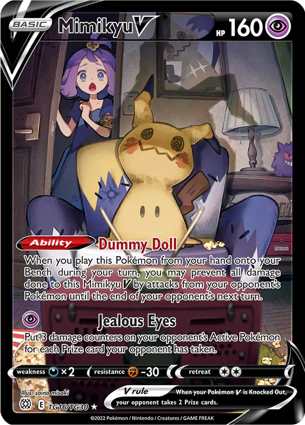 Carta Mimikyu V TG16 de Brilliant Stars Trainer Gallery