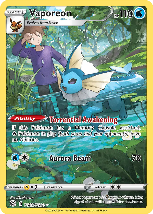 Carta Vaporeon TG02 de Brilliant Stars Trainer Gallery