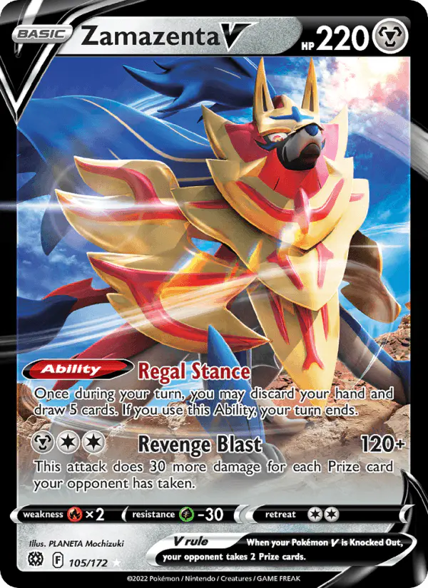 Carta Zamazenta V 105/172 de Brilliant Stars