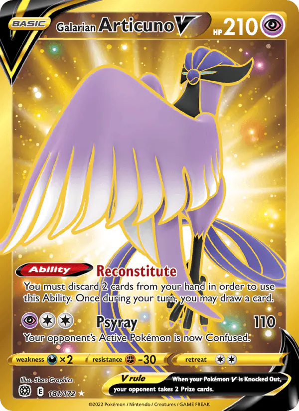 Carta Galarian Articuno V 181/172 de Brilliant Stars
