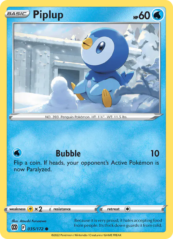 Carta Piplup 035/172 de Brilliant Stars