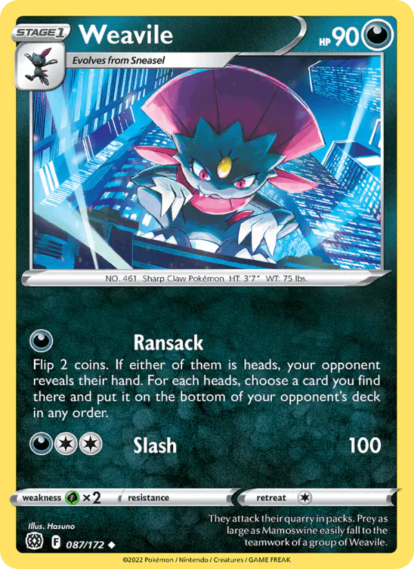 Carta Weavile 087/172 de Brilliant Stars