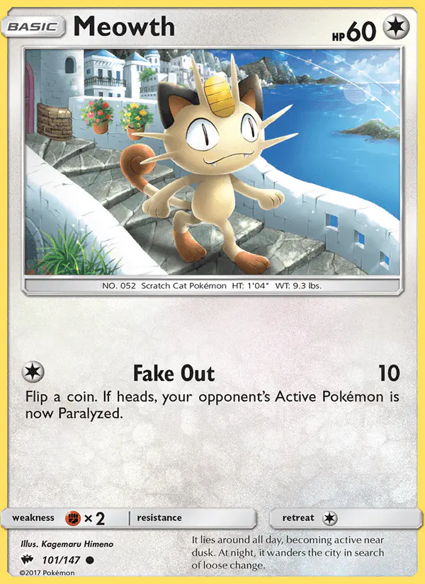 Carta Meowth 101/147 de Burning Shadows