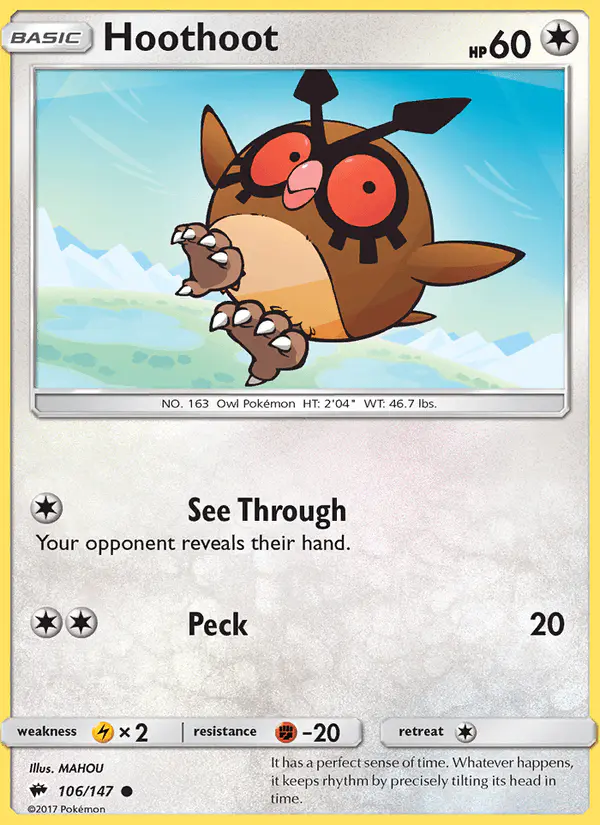 Carta Hoothoot 106/147 de Burning Shadows